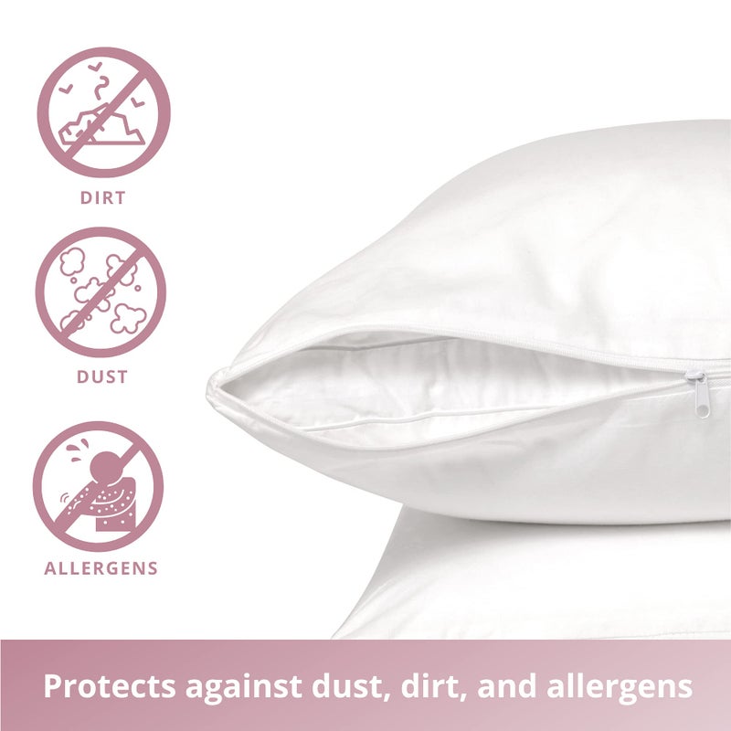 CirclesHome Pillow Protectors 2 Pack Body (20 x 55) Zippered - 100% Cotton Breathable Pillowcases - Protects Pillows from Dirt, Dust and Debris (Body- Set of 2 - 20x55) - Image 5